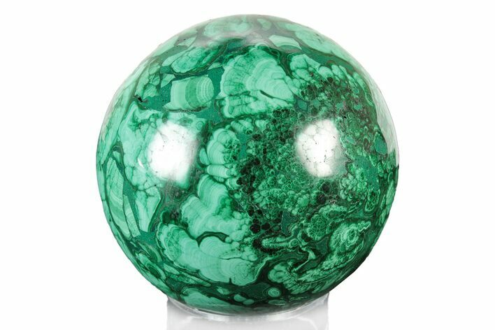 Flowery, Polished Malachite Sphere - DR Congo #241959